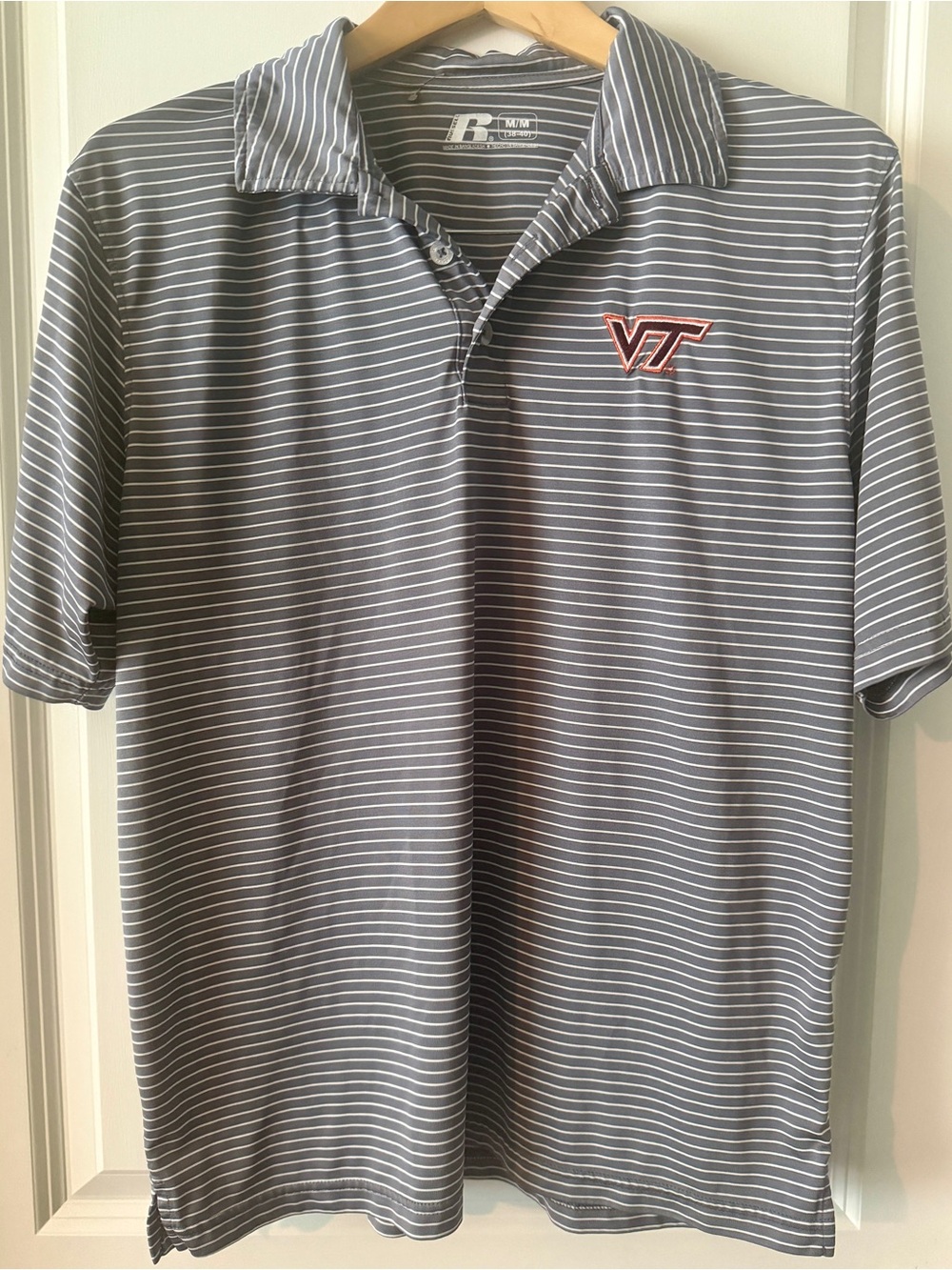 Russell Athletic Gray Striped VT Polo